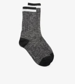 Cole Haan Socks*1 Pack Marled Foldover Casual Crew Socks Black