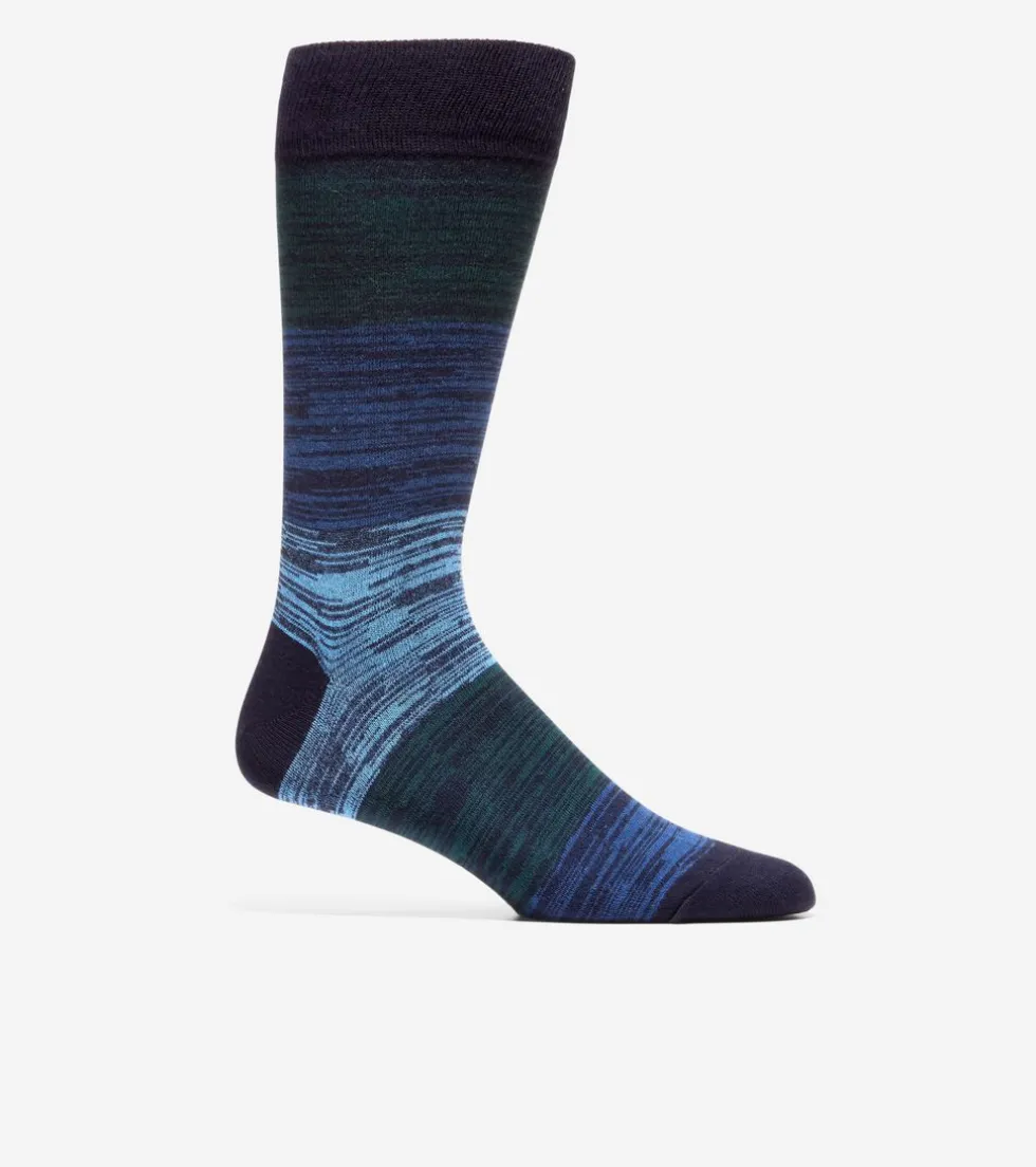 Cole Haan Socks*1 Pack Men's Marled Colorblock Dress Crew Socks Navy