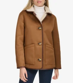 Cole Haan Leather & Suede Jackets|Outerwear*Faux Suede Shearling Jacket Hazelnut