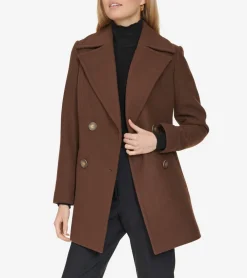 Cole Haan Wool Coats|Peacoats & Blazers*Fine Wool Twill Double Breasted Peacoat Chestnut