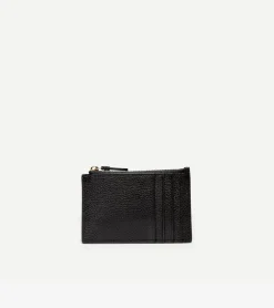 Cole Haan Wallets & Wristlets*GRANDSERIES Card Case with Zip BlackPebbledLeather