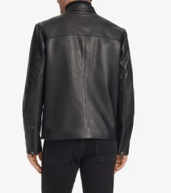 Cole Haan Leather & Suede Jackets|Outerwear*Men's Classic Zip-Front Moto Jacket Black