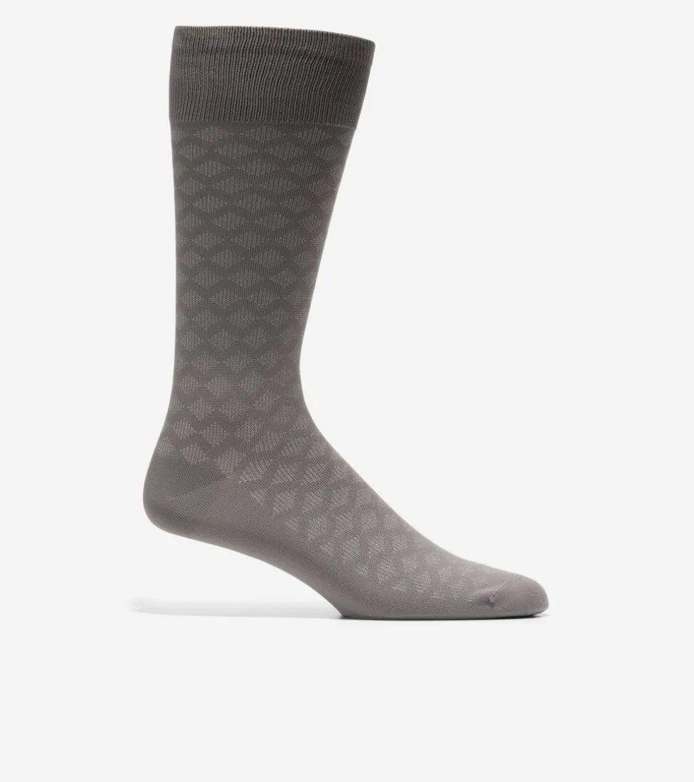 Cole Haan Socks*Men's Diamond Microfiber Dress Crew Socks DarkGrey