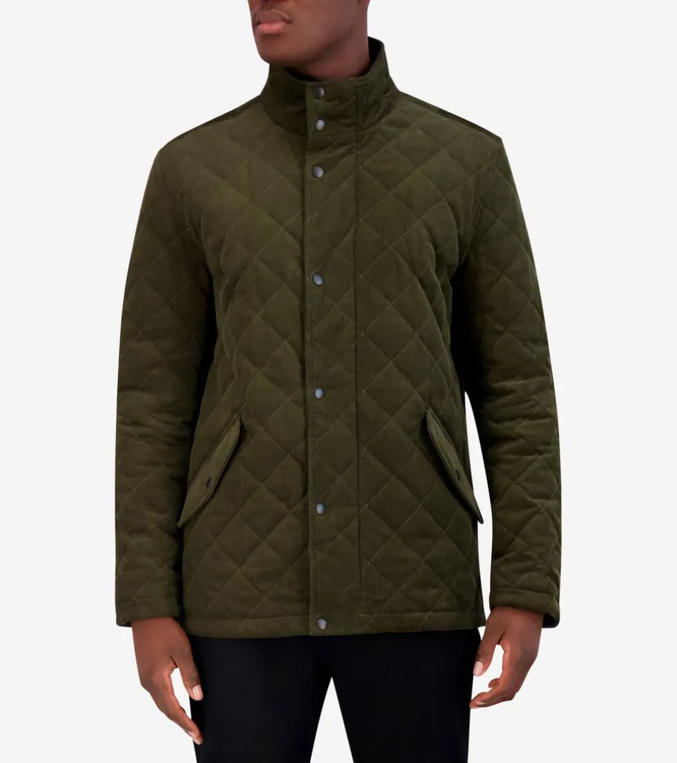 Cole Haan Quilted Jackets|Outerwear*Men's Diamond-Quilted Corduroy Jacket Olive