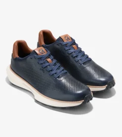 Cole Haan Extended Sizes & Widths|Sneakers*Men's GrandPr&oslash; Ashland Laser Perforated Sneakers NavyBlazer-BritishTan-Ivory