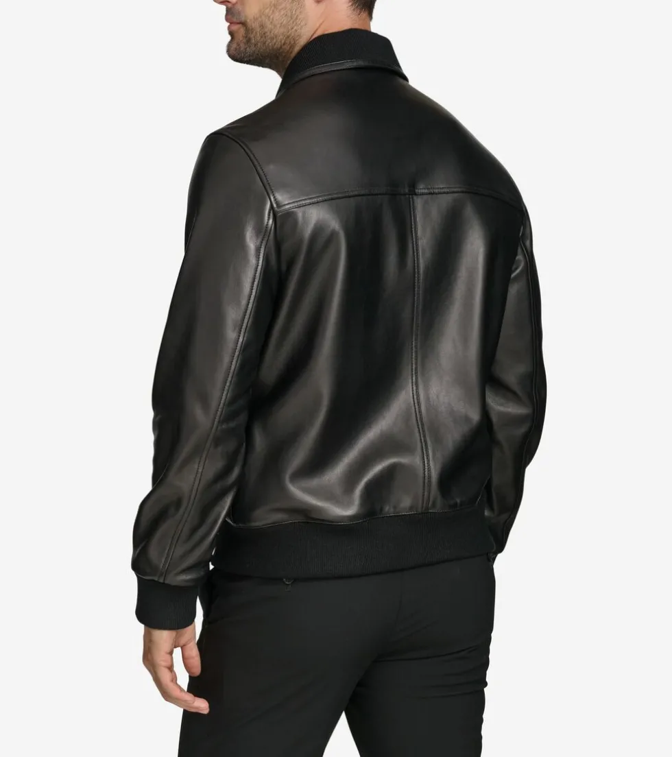 Cole Haan Leather & Suede Jackets|Outerwear*Men's Leather Aviator Jacket Black