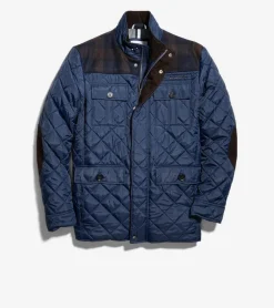 Cole Haan Quilted Jackets|Outerwear*Men's Mix Media Diamond Quilted Jacket Navy
