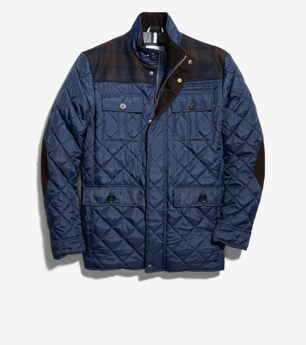 Cole Haan Quilted Jackets|Outerwear*Men's Mix Media Diamond Quilted Jacket Navy