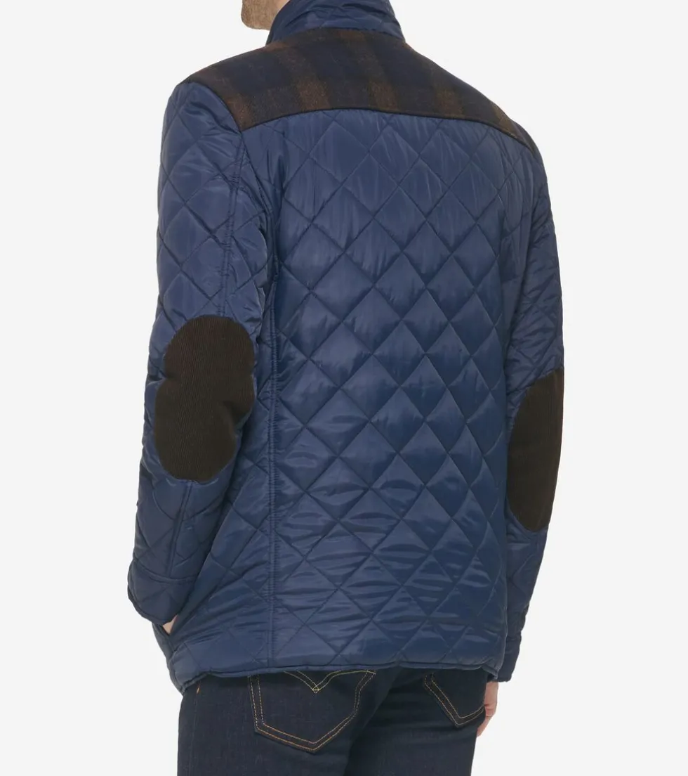 Cole Haan Quilted Jackets|Outerwear*Men's Mix Media Diamond Quilted Jacket Navy