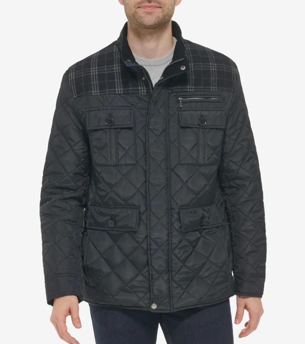 Cole Haan Quilted Jackets|Outerwear*Men's Mix Media Diamond Quilted Jacket Black