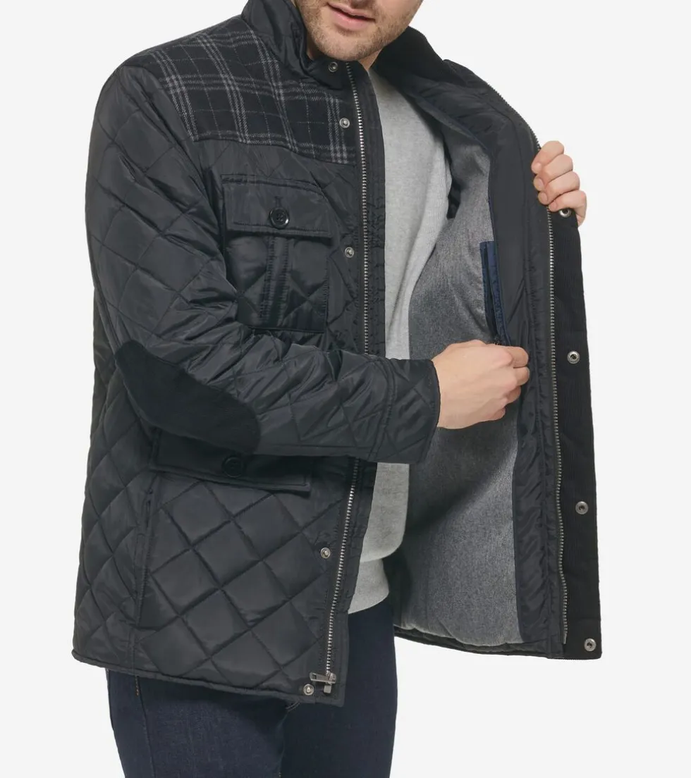 Cole Haan Quilted Jackets|Outerwear*Men's Mix Media Diamond Quilted Jacket Black