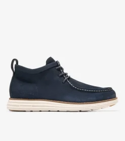 Cole Haan Boots*Men's &Oslash;riginalGrand Moc Toe Chukka Boots NavyBlazer-NaturalTan-Ivory