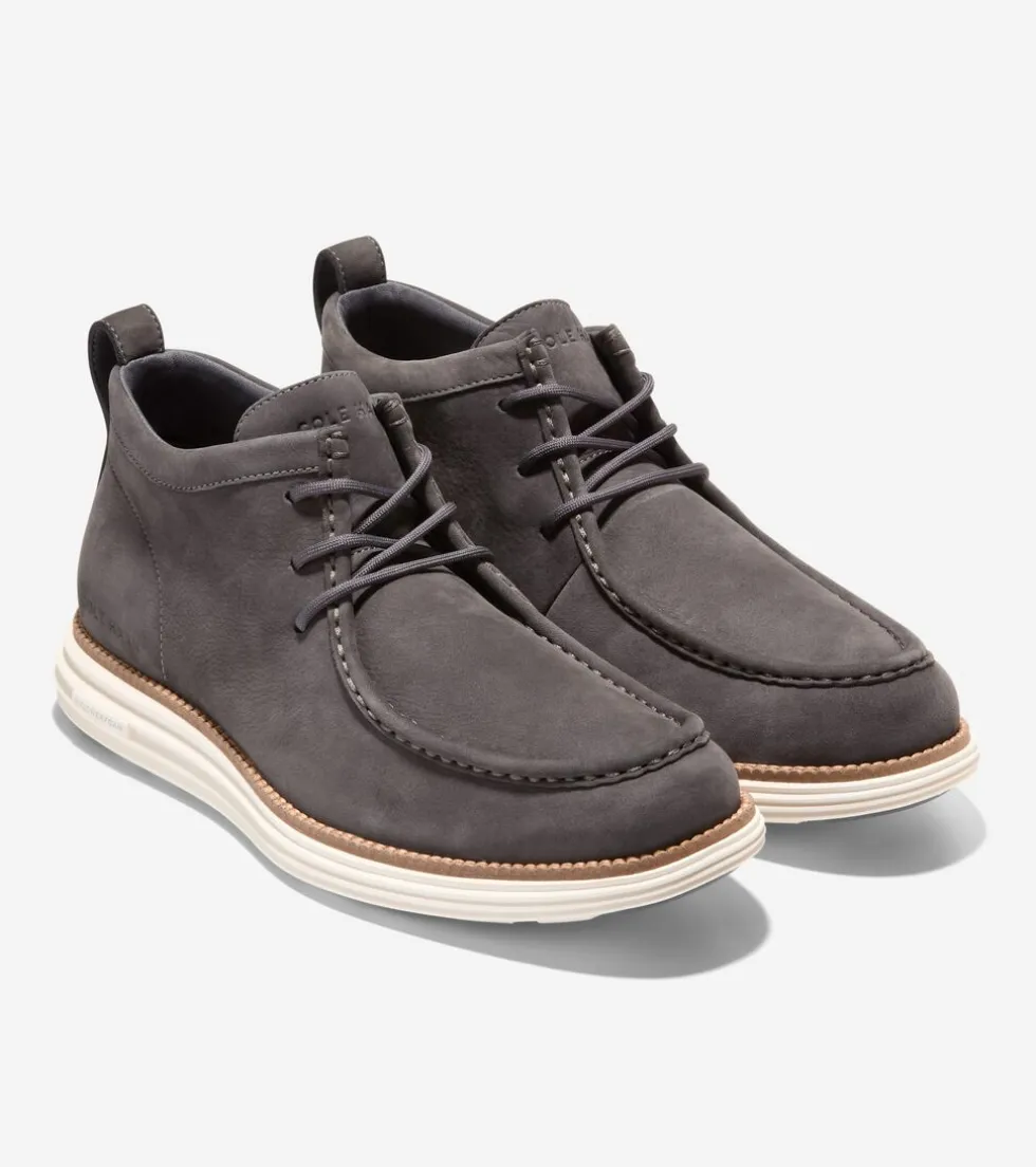 Cole Haan Boots*Men's ØriginalGrand Moc Toe Chukka Boots Pavement-NaturalTan-Ivory