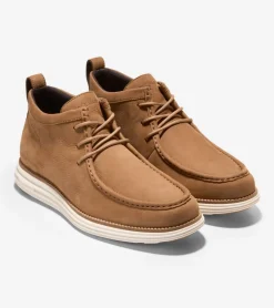 Cole Haan Boots*Men's ØriginalGrand Moc Toe Chukka Boots GoldenHoney-NaturalTan-Ivory
