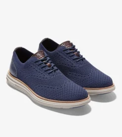 Cole Haan Extended Sizes & Widths|Dress Shoes*Men's &Oslash;riginalGrand Remastered Stitchlite&trade; Oxfords MarineBlue-DarkChocolateBrown-SilverLiningStitchlite&trade;