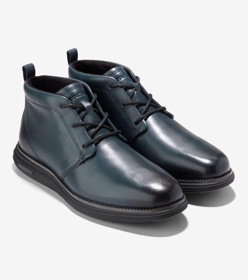 Cole Haan Dress Shoes|Boots*Men's ØriginalGrand Remastered Waterproof Chukka Boots Blueberry-Pavement-Black