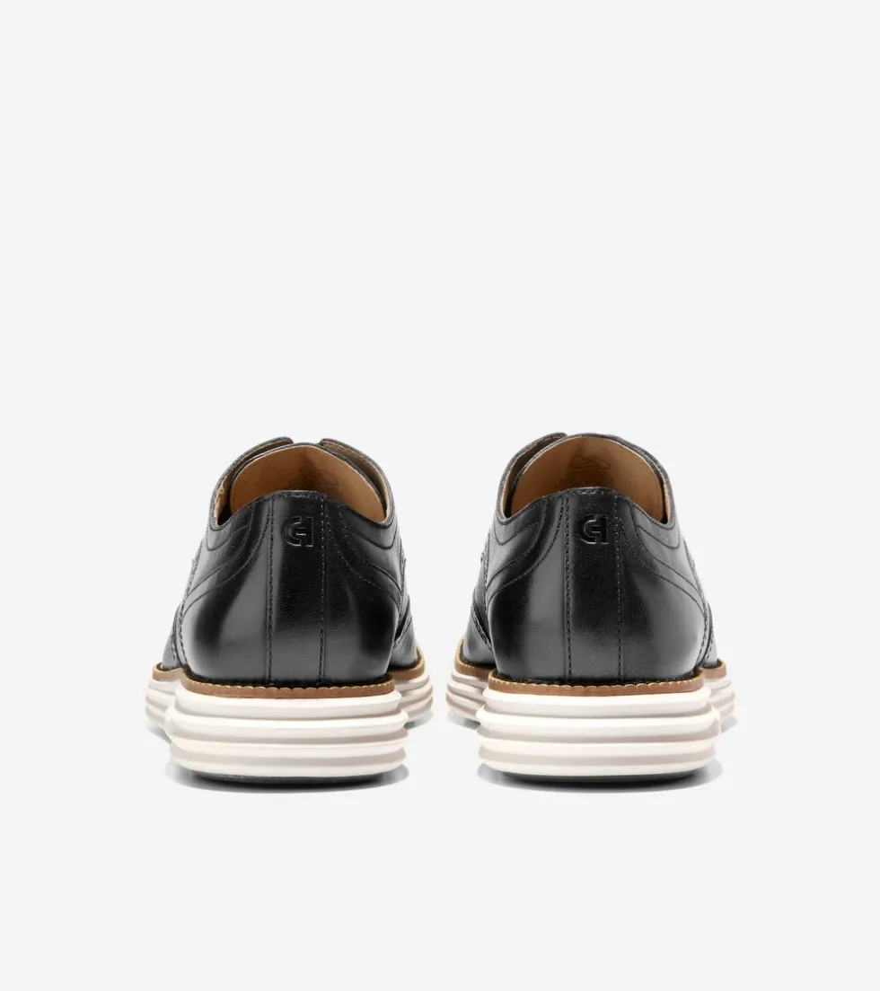 Cole Haan Extended Sizes & Widths|Dress Shoes*Men's ØriginalGrand Remastered Wingtip Oxfords Black-Ivory