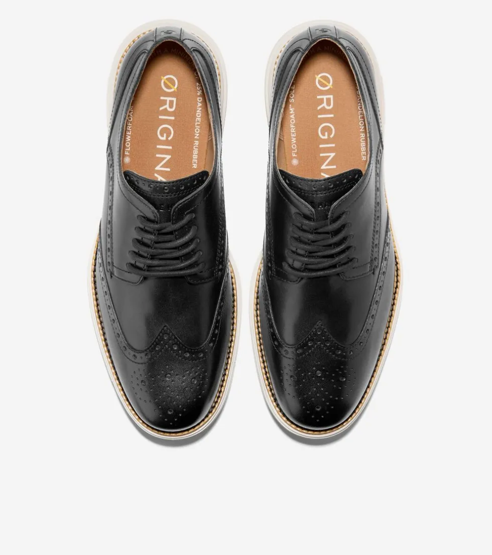 Cole Haan Extended Sizes & Widths|Dress Shoes*Men's ØriginalGrand Remastered Wingtip Oxfords Black-Ivory