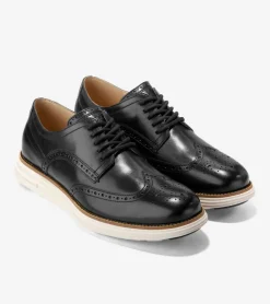 Cole Haan Extended Sizes & Widths|Dress Shoes*Men's ØriginalGrand Remastered Wingtip Oxfords Black-Ivory
