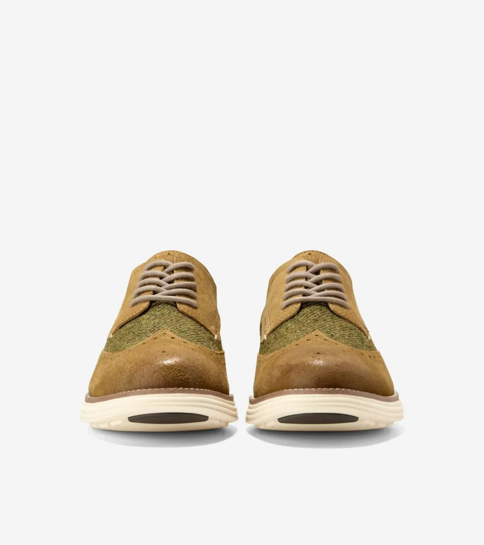 Cole Haan Dress Shoes|Oxfords*Men's ØriginalGrand Remastered Wingtip Oxfords DesertOlive-AlabasterGleam