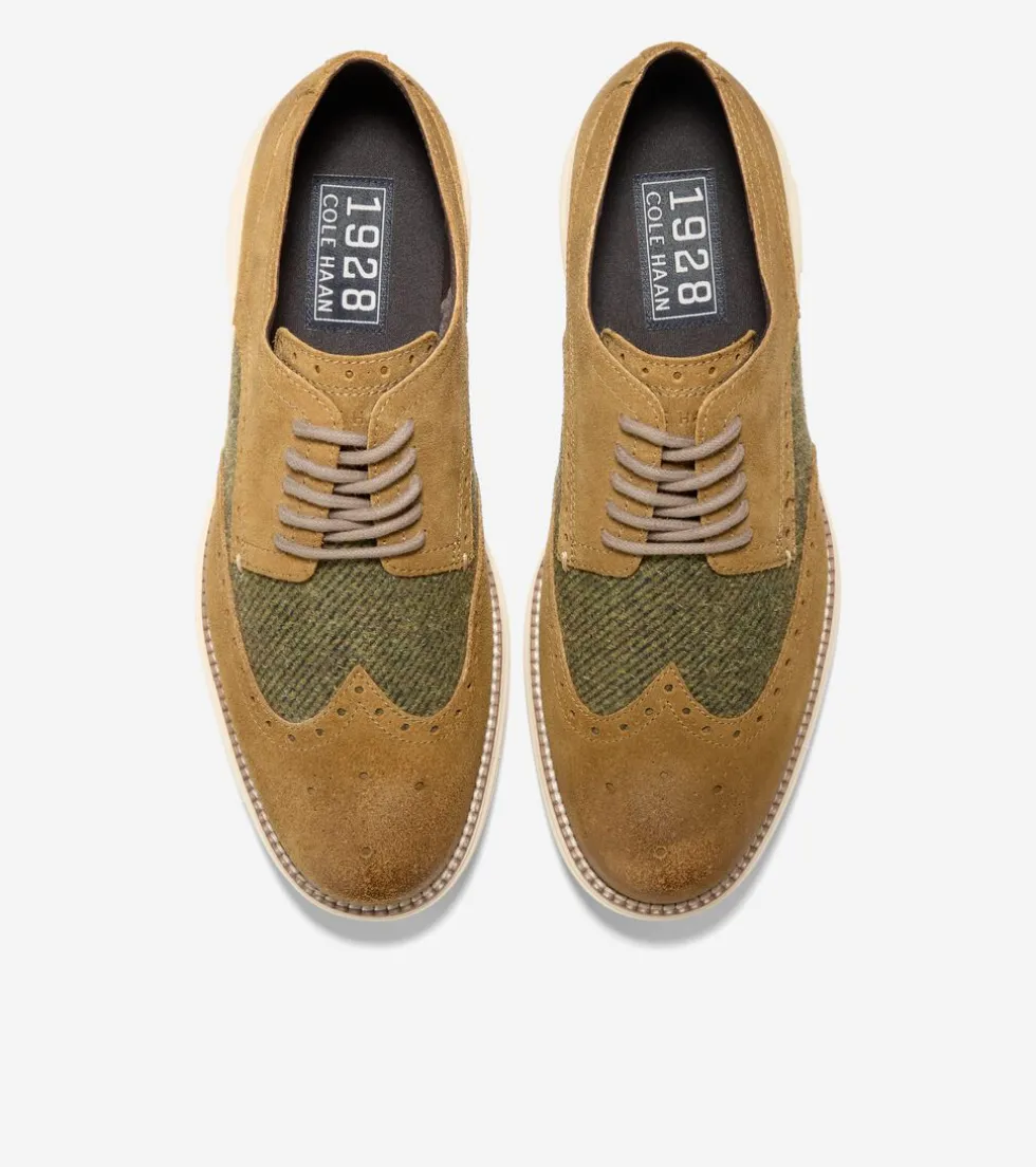 Cole Haan Dress Shoes|Oxfords*Men's ØriginalGrand Remastered Wingtip Oxfords DesertOlive-AlabasterGleam