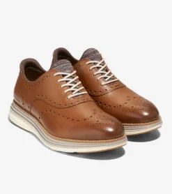 Cole Haan Extended Sizes & Widths|Dress Shoes*Men's ØriginalGrand Ultra Wingtip Oxfords MonksRobe-PumiceStone-Ivory
