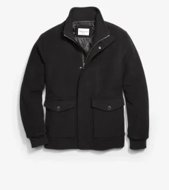 Cole Haan Outerwear|Bomber Jackets*Men's Stand Collar Bomber Jacket Black