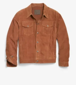 Cole Haan Outerwear|Leather & Suede Jackets*Men's Suede Trucker Jacket Cognac