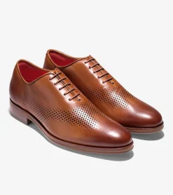 Cole Haan Extended Sizes & Widths|Dress Shoes*Men's Washington Grand Laser Wingtip Oxfords BritishTanLeather