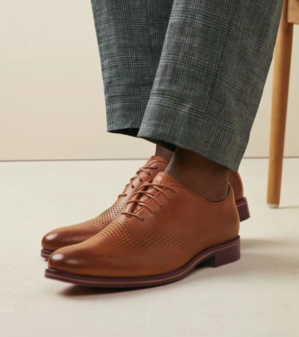 Cole Haan Extended Sizes & Widths|Dress Shoes*Men's Washington Grand Laser Wingtip Oxfords BritishTanLeather