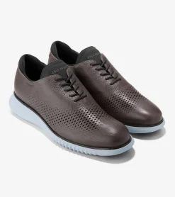 Cole Haan Extended Sizes & Widths|Dress Shoes*Men's 2.ZER&Oslash;GRAND Laser Wingtip Oxfords Pavement-CelestialBlue-Black