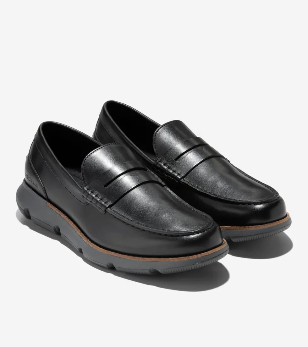 Cole Haan Extended Sizes & Widths|Loafers & Drivers*Men's 4.ZERØGRAND Penny Loafers Black-GrayPinstripe