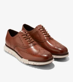 Cole Haan Extended Sizes & Widths|Dress Shoes*Men's ZERØGRAND Remastered Wingtip Oxfords BritishTan-Ivory