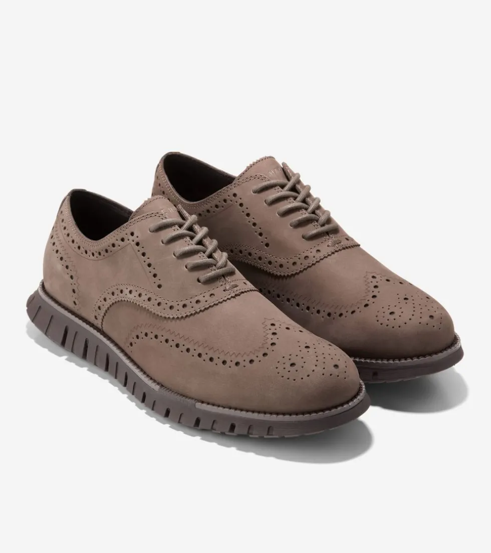 Cole Haan Extended Sizes & Widths|Oxfords*Men's ZERØGRAND Remastered Wingtip Oxfords Lava-Truffle-Chocolate