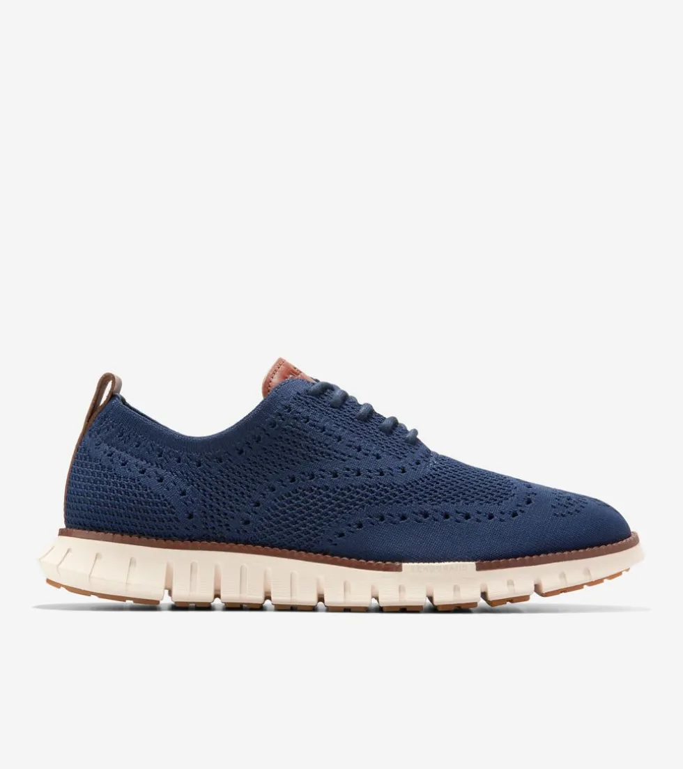 Cole Haan Extended Sizes & Widths|Dress Shoes*Men's ZERØGRAND Remastered Stitchlite™ Wingtip Oxfords MarineBlueStitchlite™-Ivory