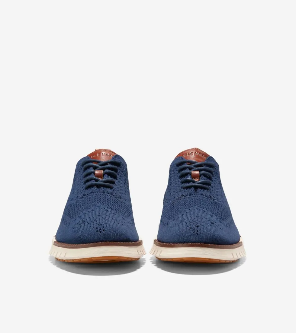 Cole Haan Extended Sizes & Widths|Dress Shoes*Men's ZERØGRAND Remastered Stitchlite™ Wingtip Oxfords MarineBlueStitchlite™-Ivory