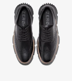 Cole Haan Extended Sizes & Widths|Dress Shoes*Men's 4.ZERØGRAND Wingtip Winter Oxfords Black-GrayPinstripe