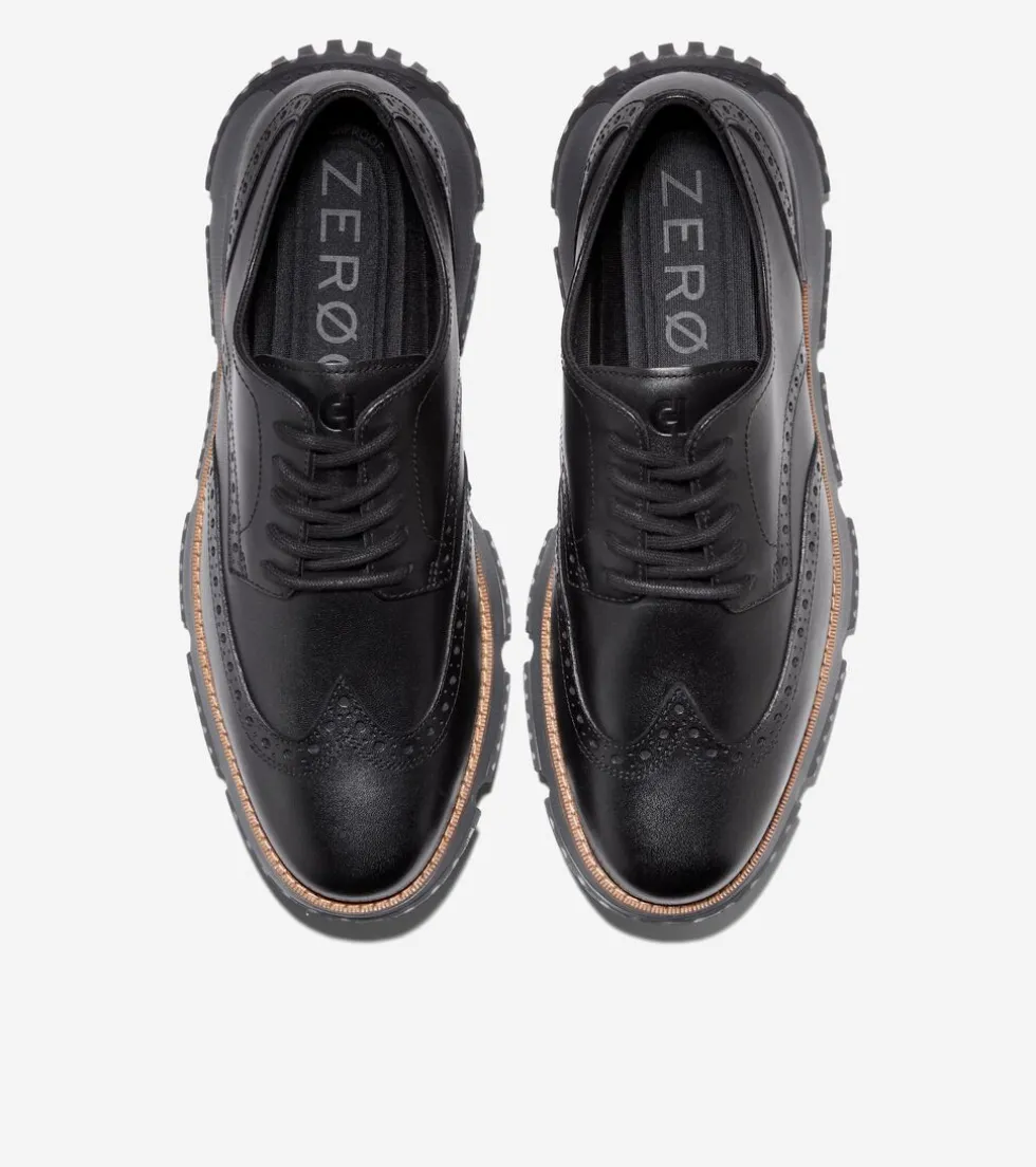 Cole Haan Extended Sizes & Widths|Dress Shoes*Men's 4.ZERØGRAND Wingtip Winter Oxfords Black-GrayPinstripe