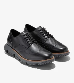 Cole Haan Extended Sizes & Widths|Dress Shoes*Men's 4.ZERØGRAND Wingtip Winter Oxfords Black-GrayPinstripe