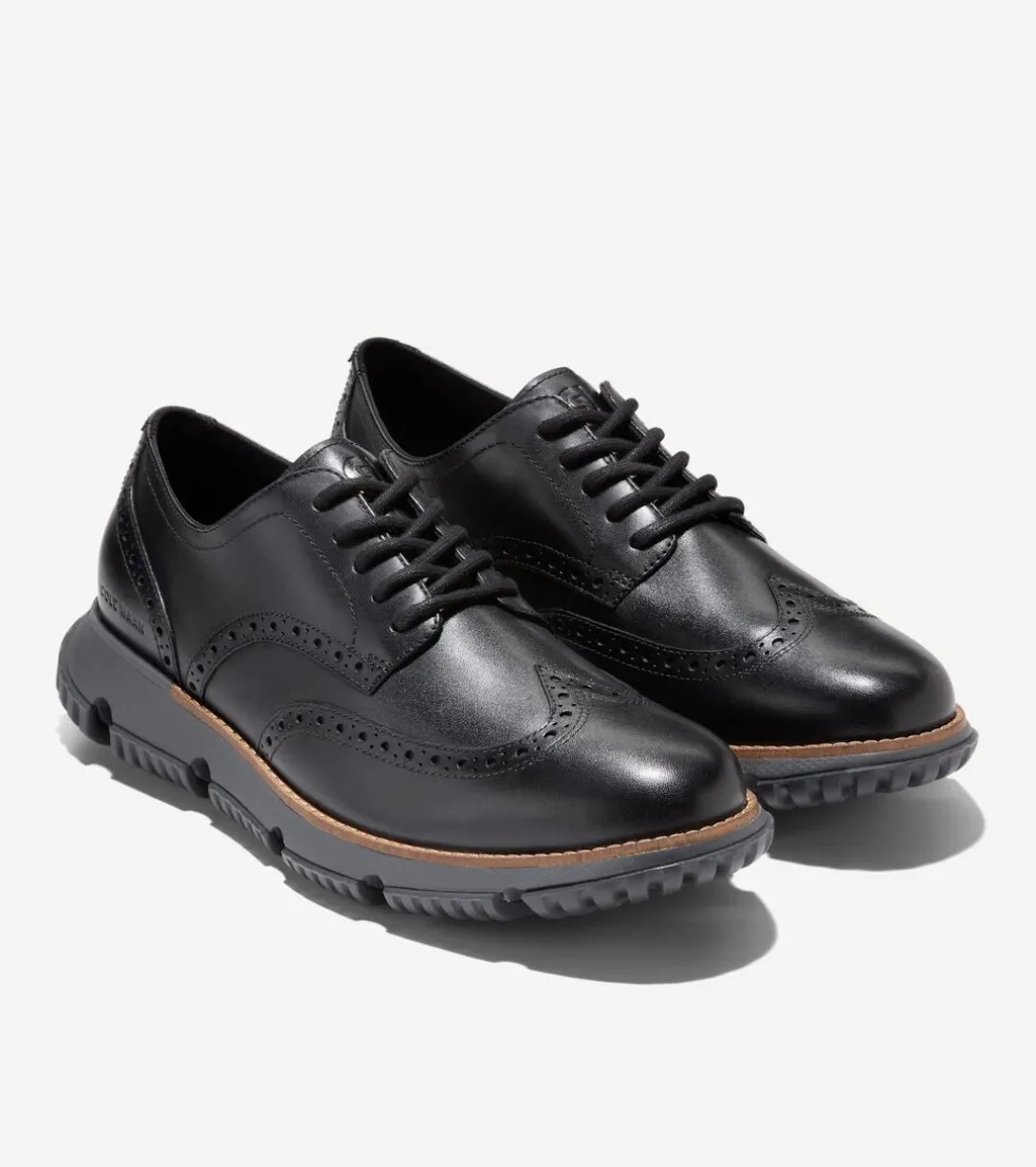 Cole Haan Extended Sizes & Widths|Dress Shoes*Men's 4.ZERØGRAND Wingtip Winter Oxfords Black-GrayPinstripe