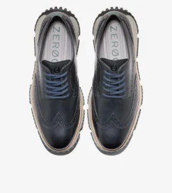 Cole Haan Dress Shoes|Oxfords*Men's 4.ZER&Oslash;GRAND Wingtip Winter Oxfords Blueberry-Drizzle-Pavement