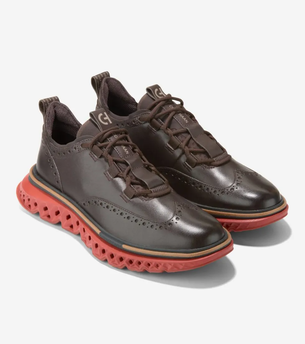 Cole Haan Oxfords*Men's 5.ZERØGRAND Wingtip Oxfords Chocolate-Black-RedOchre