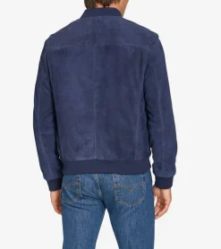 Cole Haan Bomber Jackets|Leather & Suede Jackets*Men's Zip-Up Suede Jacket Navy
