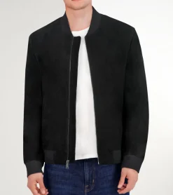 Cole Haan Bomber Jackets|Leather & Suede Jackets*Men's Zip-up Suede Jacket Black