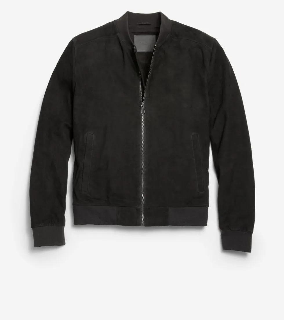 Cole Haan Bomber Jackets|Leather & Suede Jackets*Men's Zip-up Suede Jacket Black