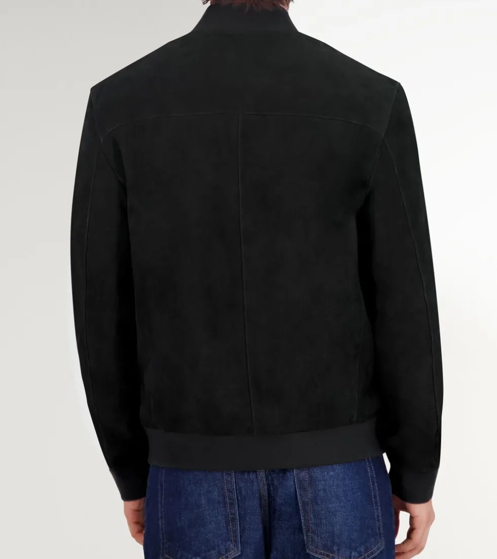 Cole Haan Bomber Jackets|Leather & Suede Jackets*Men's Zip-up Suede Jacket Black