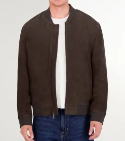 Cole Haan Bomber Jackets|Leather & Suede Jackets*Men's Zip-up Suede Jacket DarkChocolate