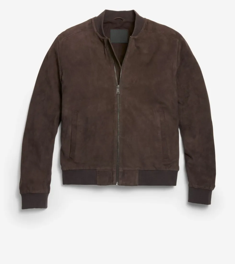 Cole Haan Bomber Jackets|Leather & Suede Jackets*Men's Zip-up Suede Jacket DarkChocolate