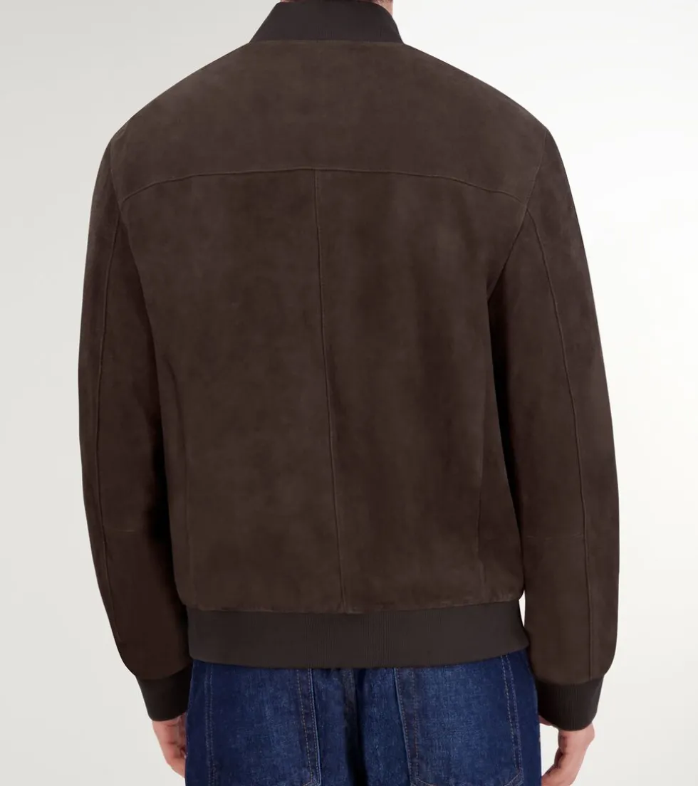 Cole Haan Bomber Jackets|Leather & Suede Jackets*Men's Zip-up Suede Jacket DarkChocolate
