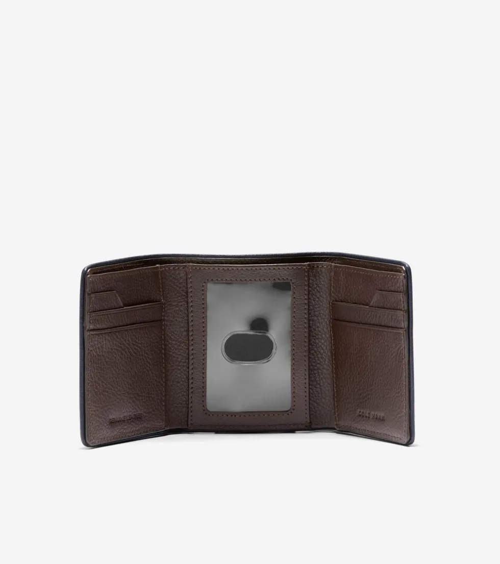 Cole Haan Wallets*Trifold Colored Edge Brown-Navy